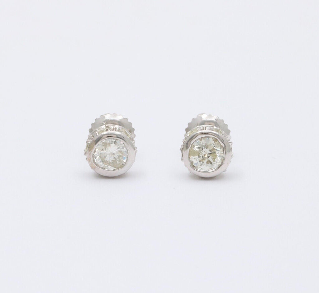 Classic 14K White Gold Diamond Studs, Earrings.