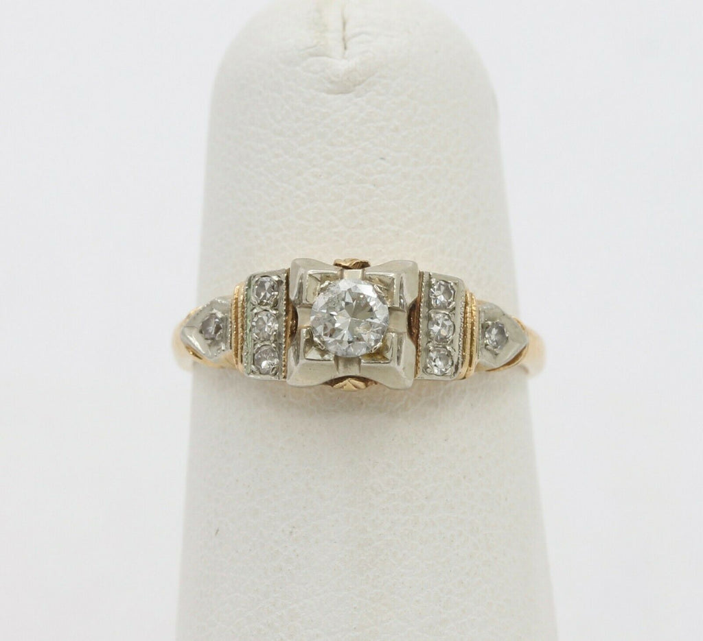 Vintage 14K Yellow Gold Diamond Engagement Ring