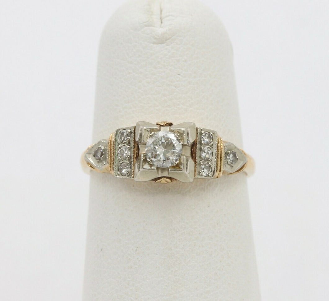 Vintage 14K Yellow Gold Diamond Engagement Ring