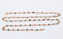 Load image into Gallery viewer, Vintage 14K Yellow Gold Ruby And Sapphire By The Yard Necklace. Station Necklace
