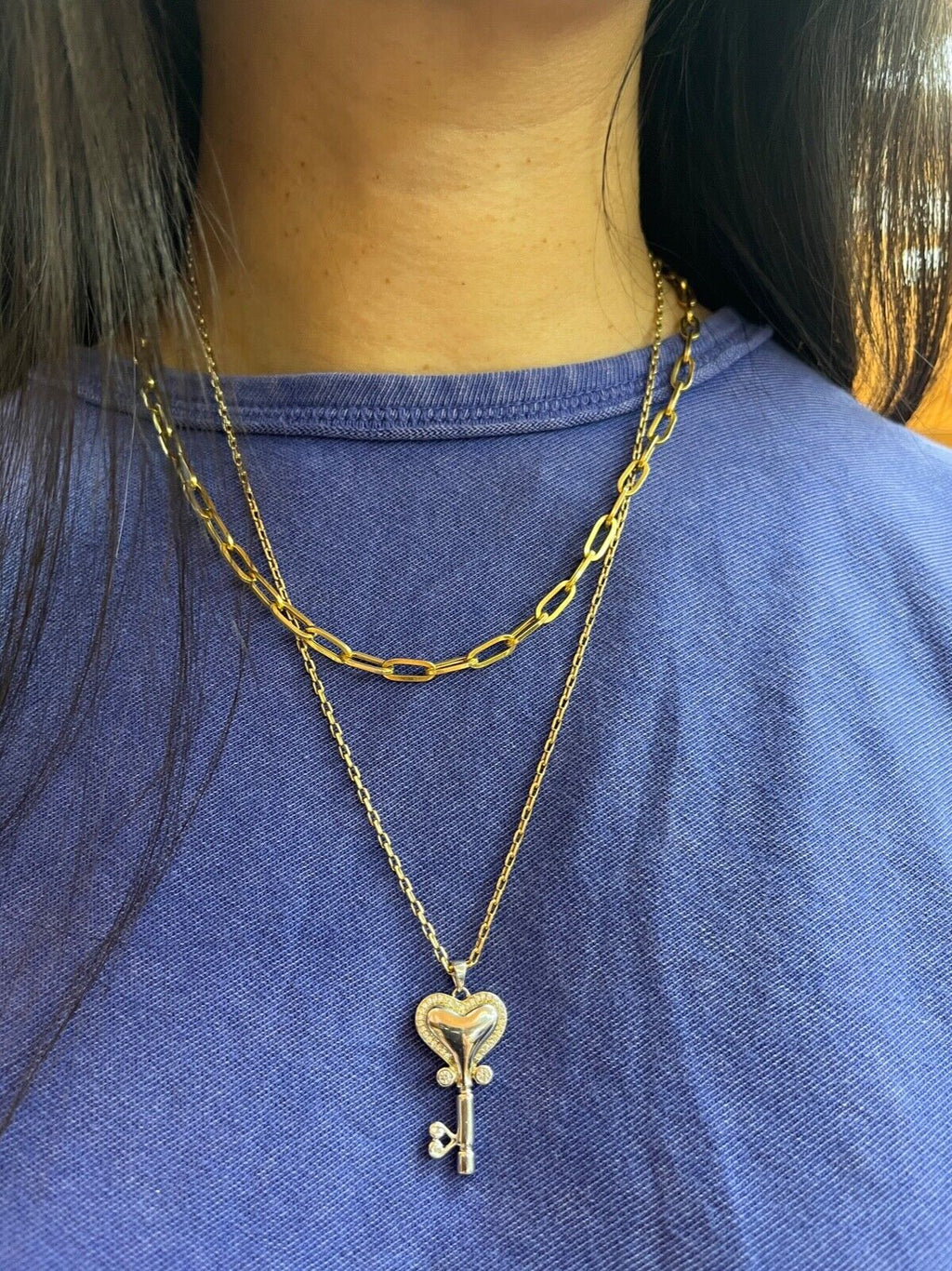 Classic Sterling Silver Open your Heart Key Charm Pendant