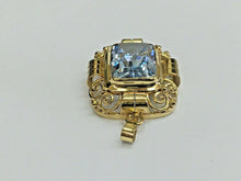 Load image into Gallery viewer, Mid Century Synthetic Aquamarine 9K Yellow Gold Pendant
