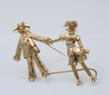 Vintage Raggedy Ann and Andy Diamonds Sapphires Emeralds 14K YG Brooch Pin