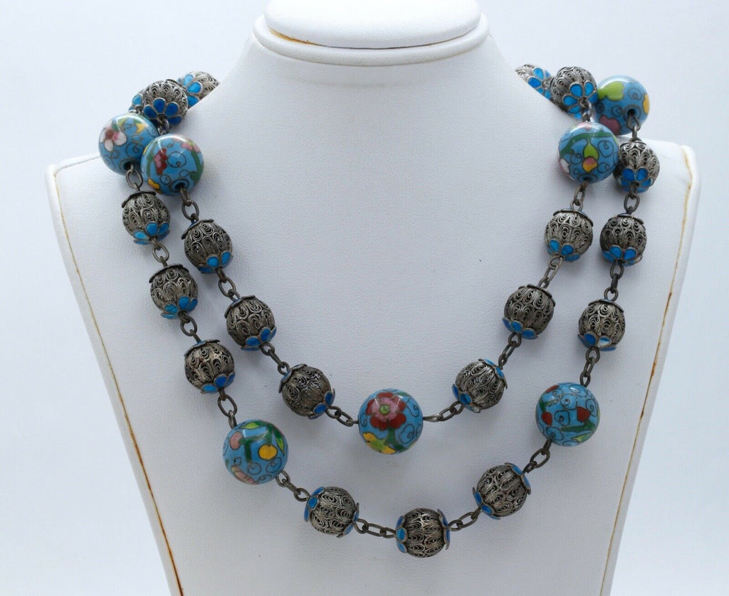 Cosine Inlaid Bead 925 Filagree Necklace