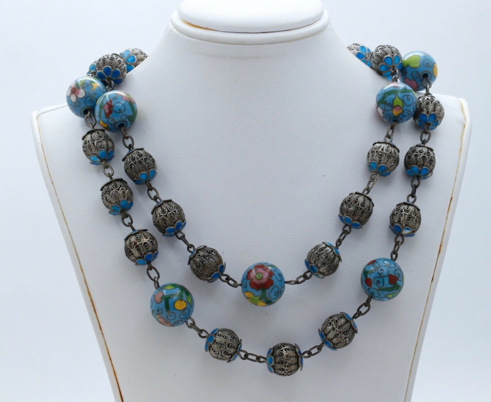 Cosine Inlaid Bead 925 Filagree Necklace