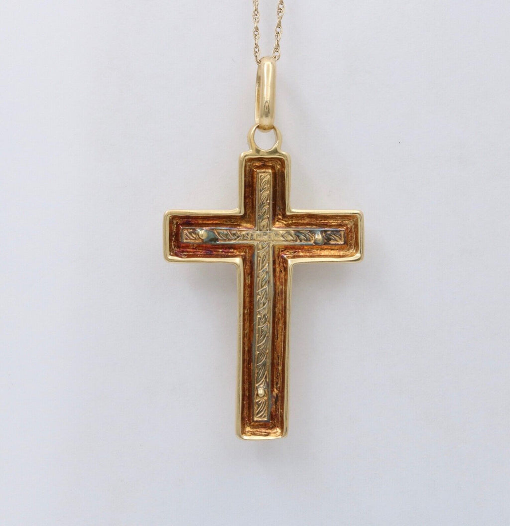 Vintage Cross Crucifix Jesus 14K Yellow Gold Pendant