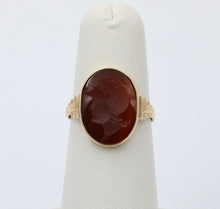 Load image into Gallery viewer, Art Deco Carved Carnelian 14K Yellow Gold Ring
