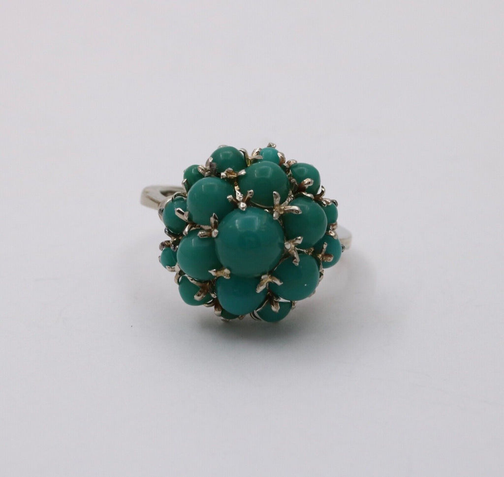 Vintage 18K Gold Dome Cluster Turquoise Ring