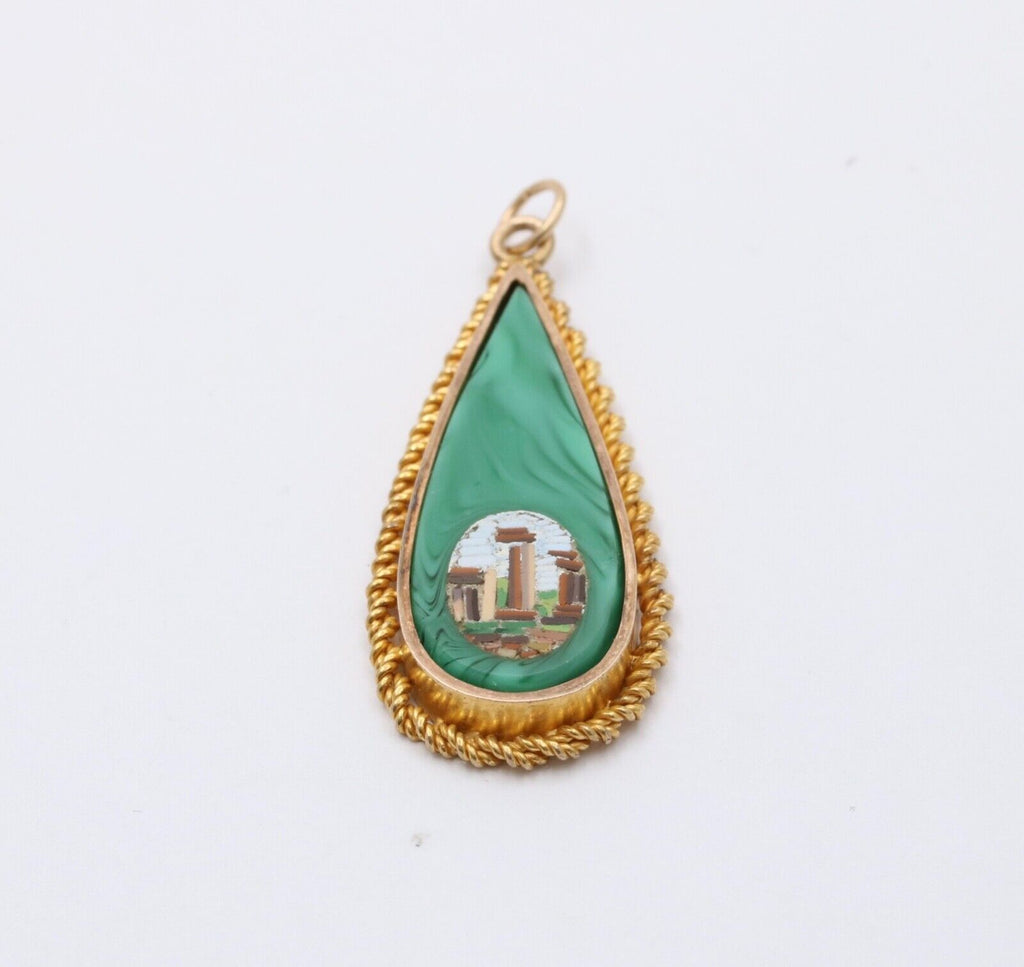 Vintage Micro-Mosaic Malachite Pendant