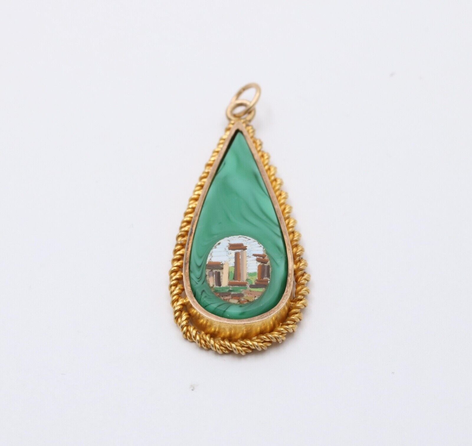 Vintage Micro-Mosaic Malachite Pendant