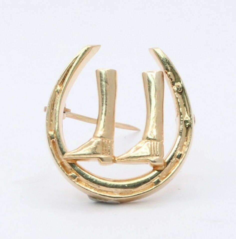 Vintage 14K Yellow Gold Horseshoe Booth Brooch