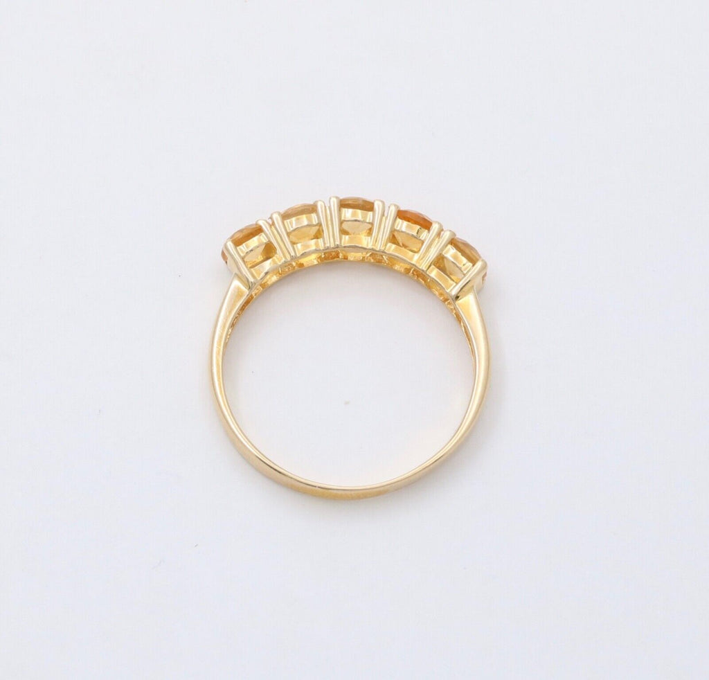 Vintage Citrine 9K Yellow Gold Band Ring