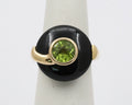 Vintage Silver Plated in Gold Onyx Peridot Ring