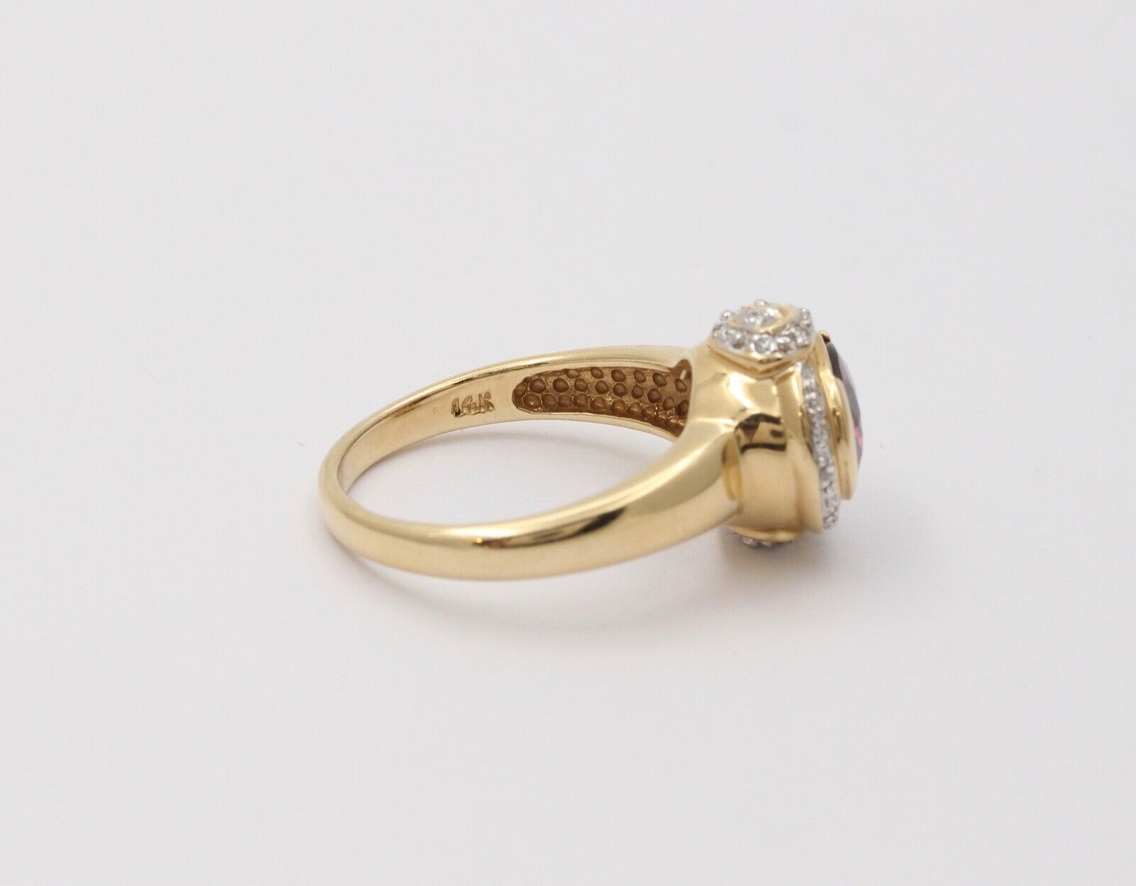 Vintage Tourmaline Diamonds 14K Yellow White Gold Cocktail Ring
