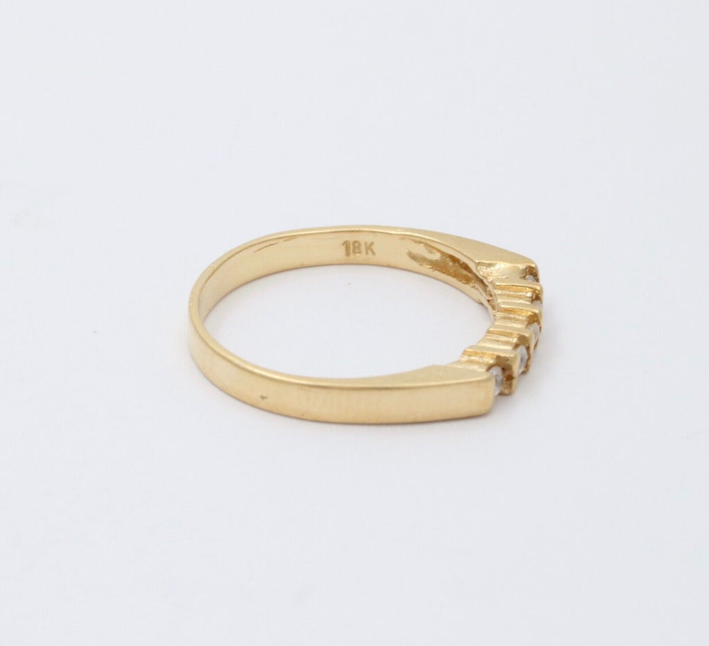 Vintage 18K Yellow Gold Diamond Band, Wedding Band.