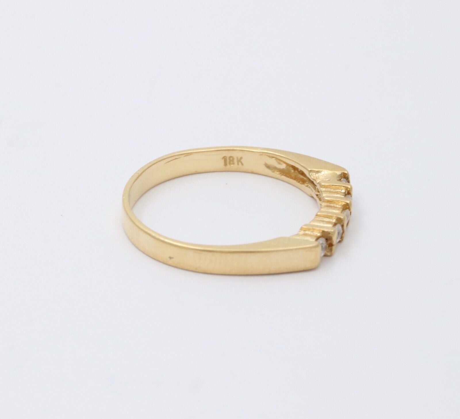 Vintage 18K Yellow Gold Diamond Band, Wedding Band.