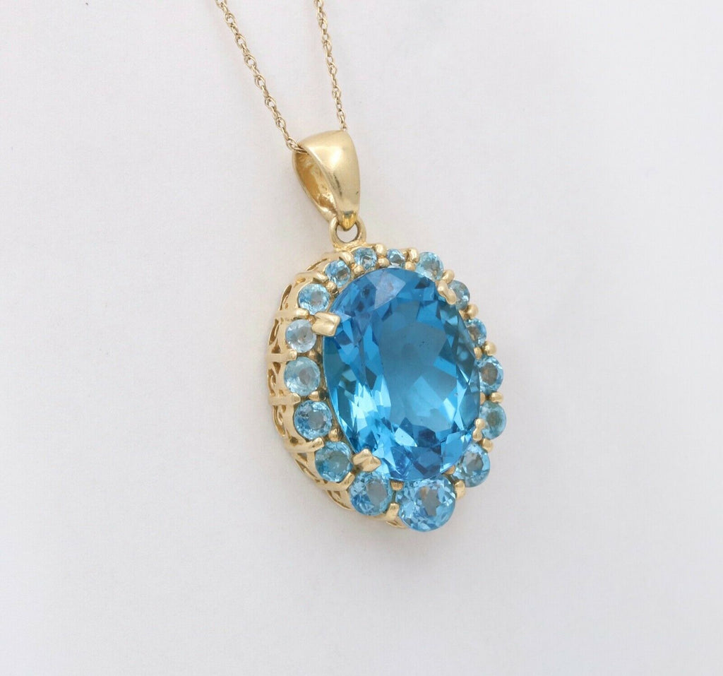 Vintage London Blue Topaz 14K Yellow Gold Pendant