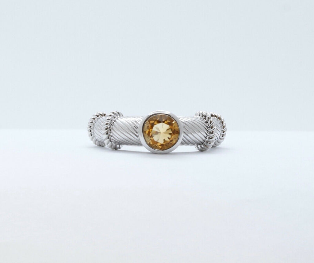 Vintage Judith Ripka Citrine 925 Sterling Silver Ring
