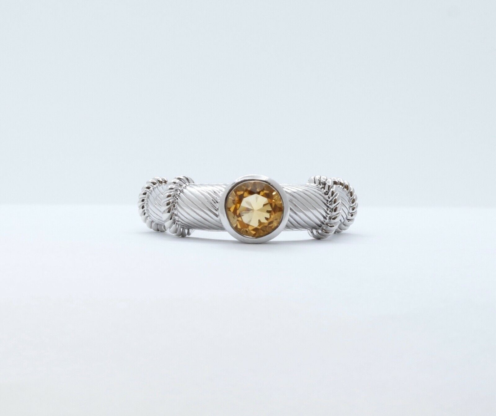 Vintage Judith Ripka Citrine 925 Sterling Silver Ring