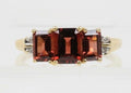 Vintage 10K Yellow Gold Garnet Diamond Ring