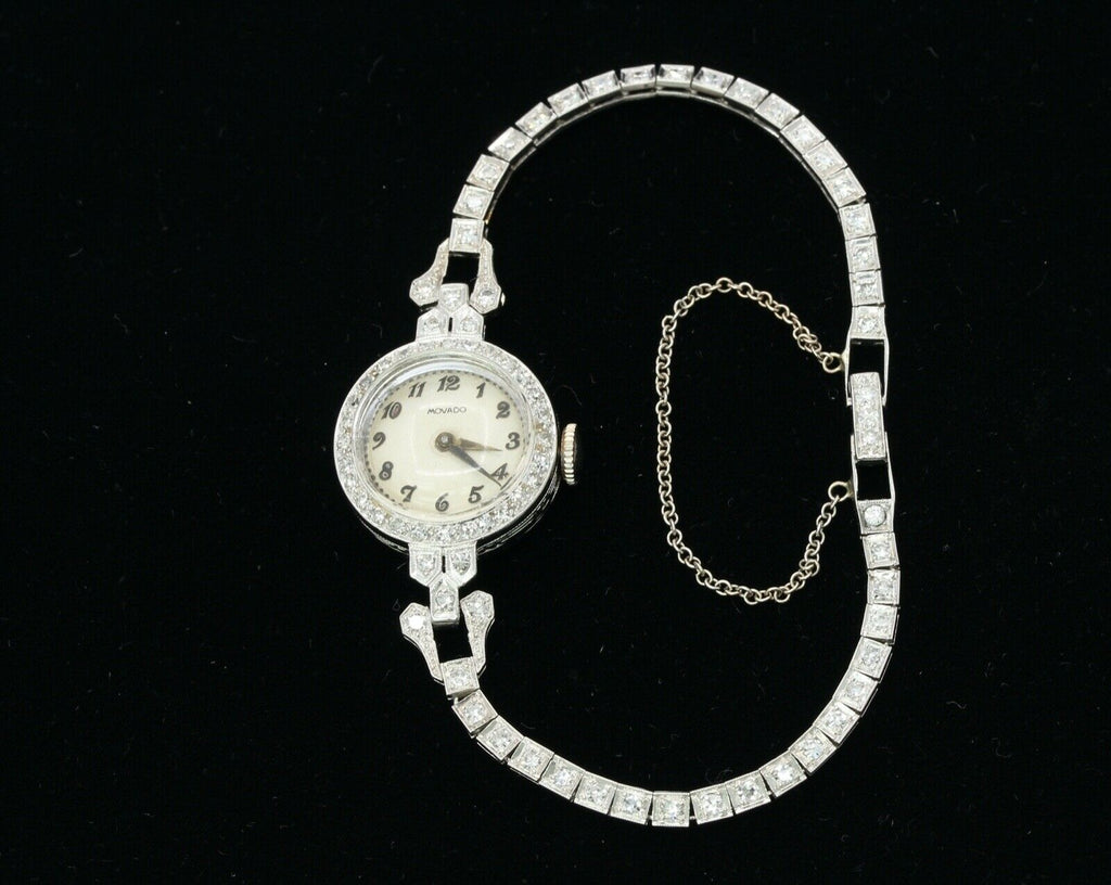 Vintage Ladies Movado Watch Platinum Diamonds