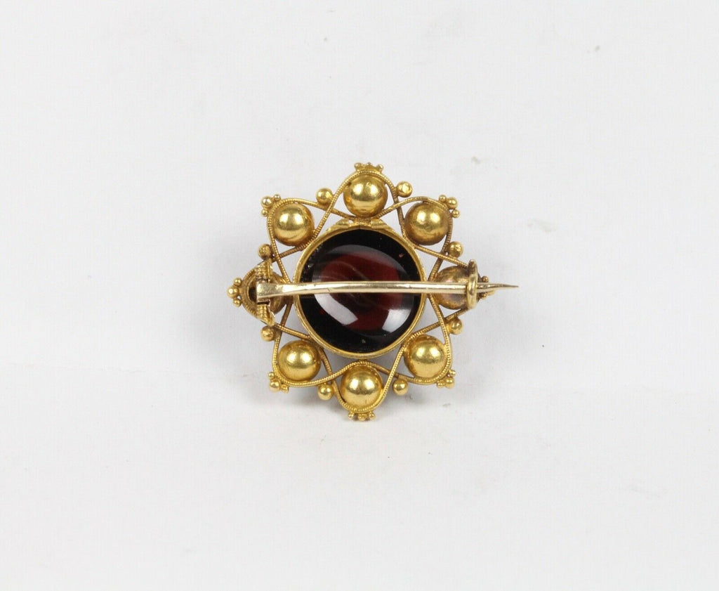 Vintage Tourmaline 14K Yellow Gold Seed Pearls Turquoise Brooch Pin