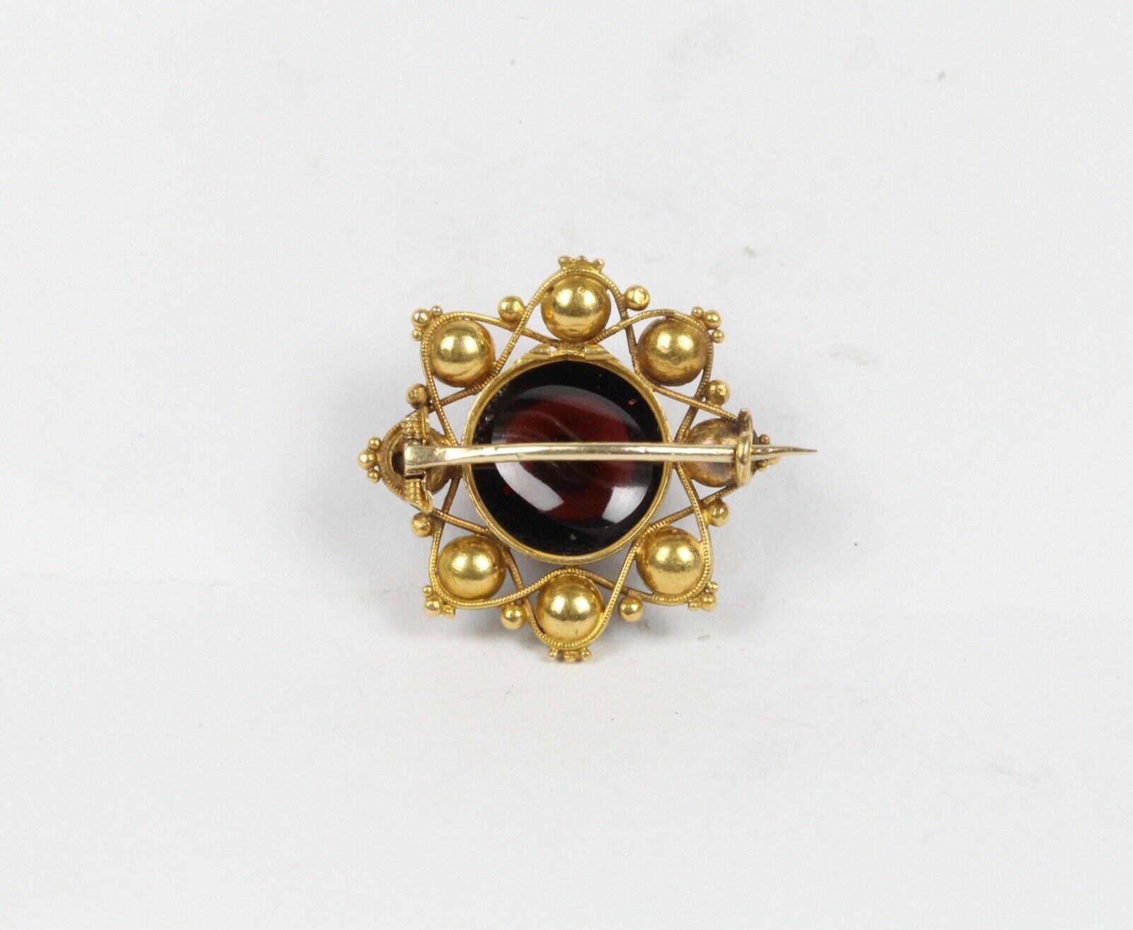 Vintage Tourmaline 14K Yellow Gold Seed Pearls Turquoise Brooch Pin