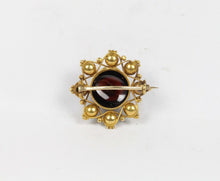 Load image into Gallery viewer, Vintage Tourmaline 14K Yellow Gold Seed Pearls Turquoise Brooch Pin
