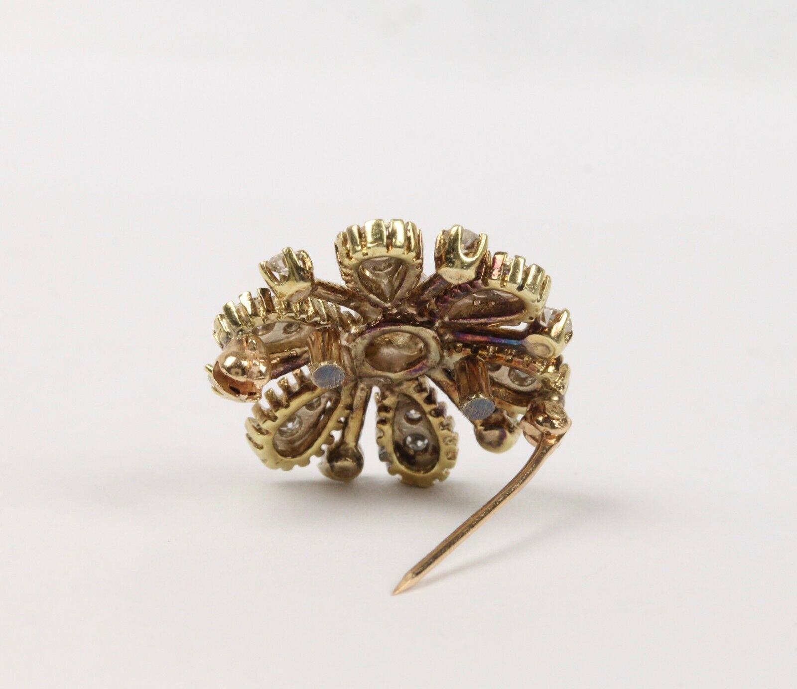 Vintage 18K Yellow Gold Diamond Floral Brooch/Pendant