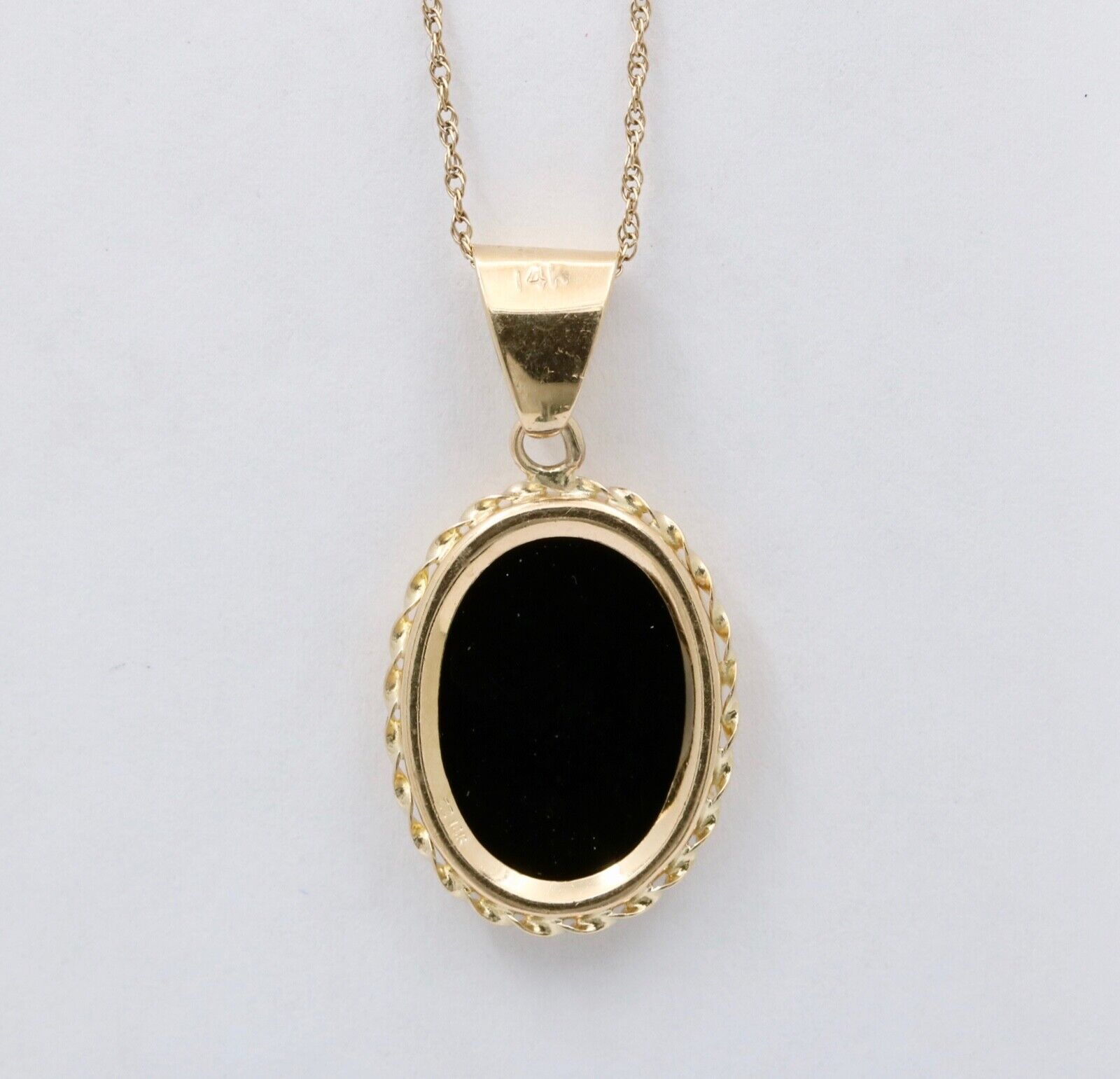 Vintage 14K Gold Onyx Charm Pendant.Necklace
