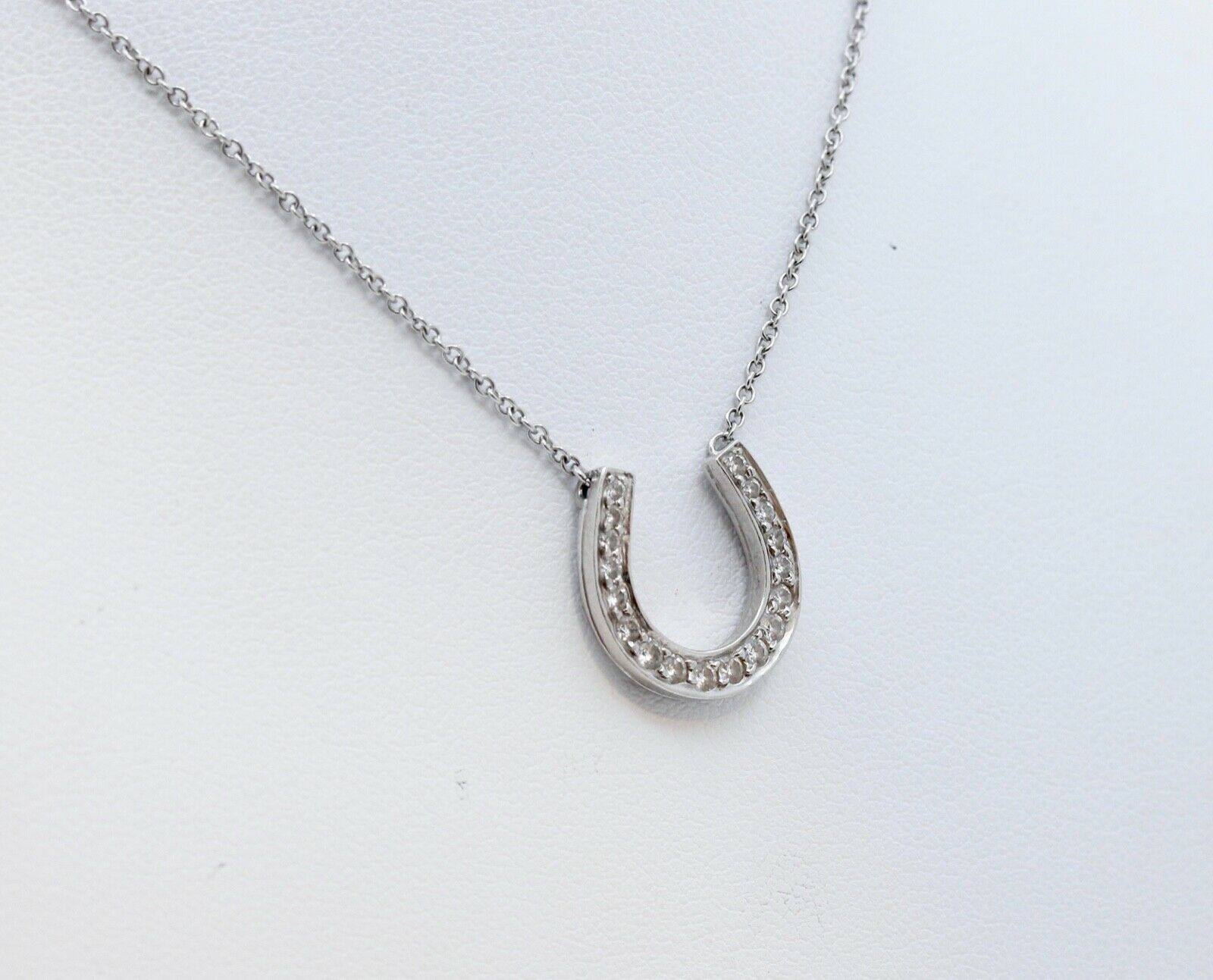 Vintage Tiffany and Co Platinum PT950 Diamonds Horseshoe Pendant and Chain