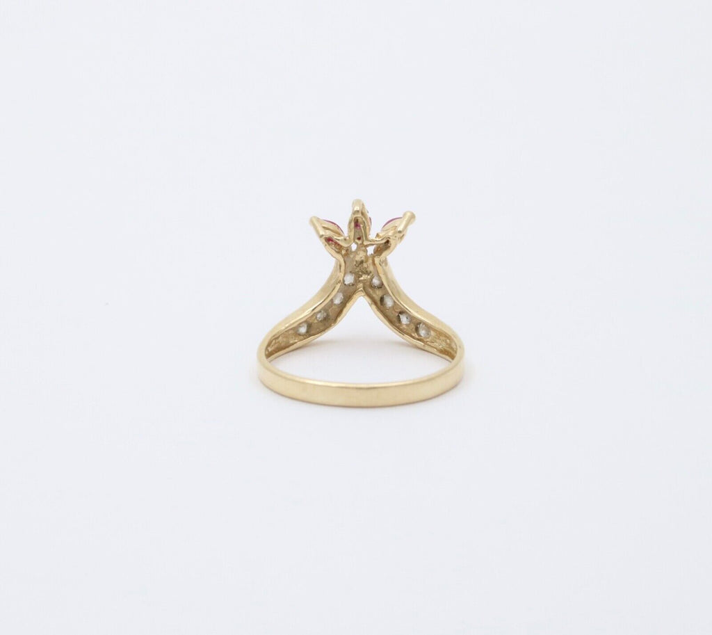Vintage Rubies & Cubic Zirconia 14K Yellow Gold Ring