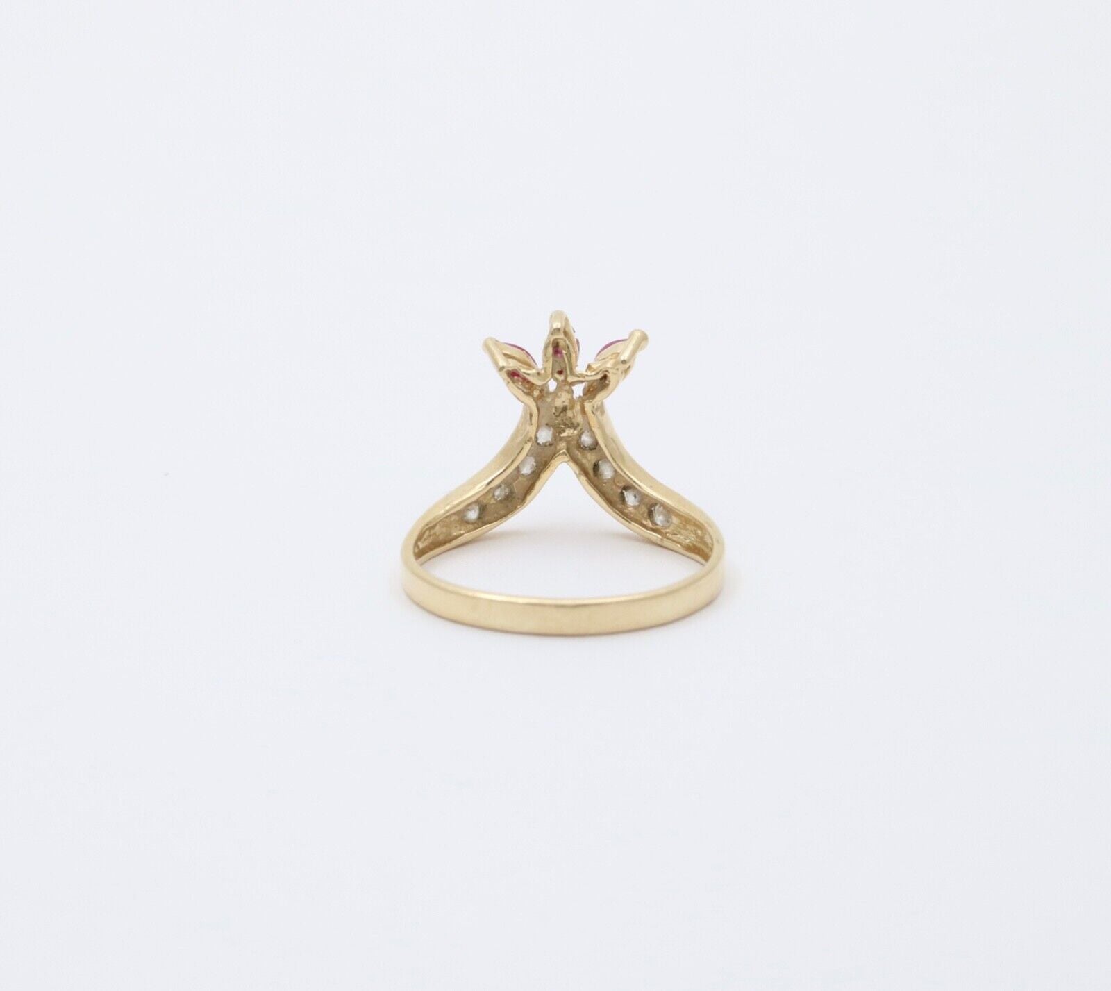 Vintage Rubies & Cubic Zirconia 14K Yellow Gold Ring