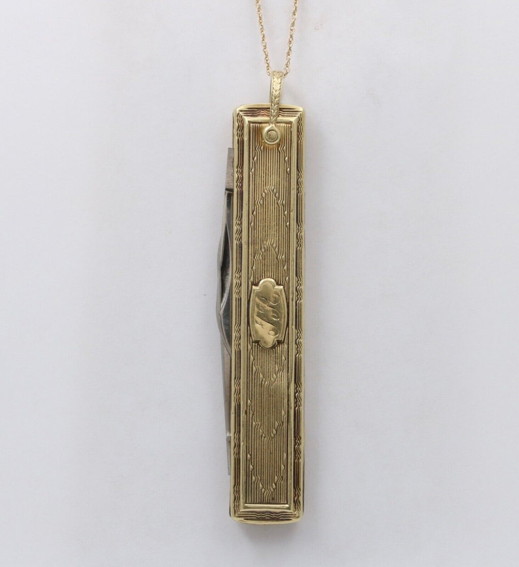 Vintage 14K Yellow Gold Pocket Knife Pendant, Necklace