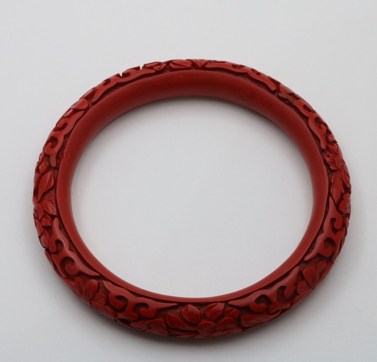 Vintage Red Cinnabar Chanterelle Bangle Bracelet