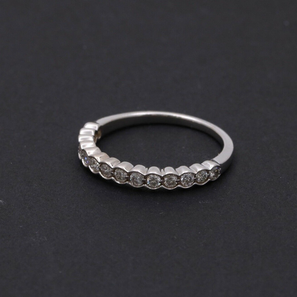 Vintage Diamonds 14K White Gold Wedding Band Stacking Ring