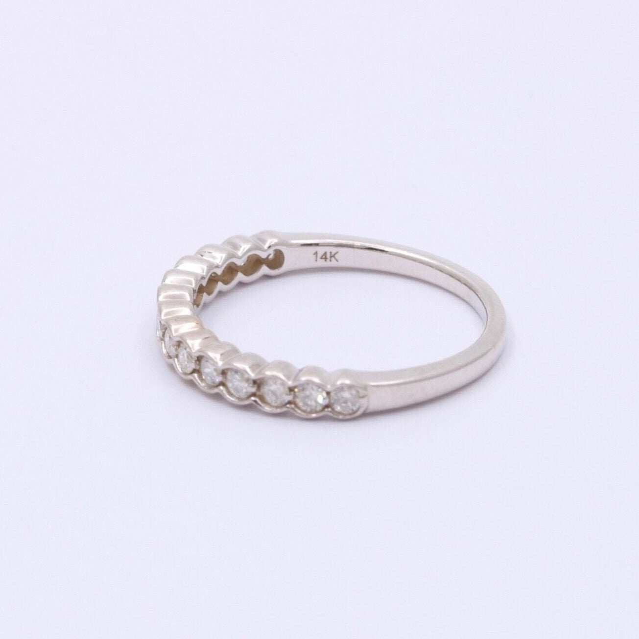 Vintage Diamonds 14K White Gold Wedding Band Stacking Ring