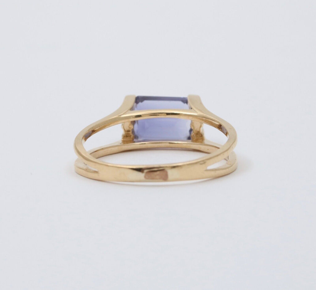 Vintage Purple Stone Diamonds 14K Yellow Gold Ring