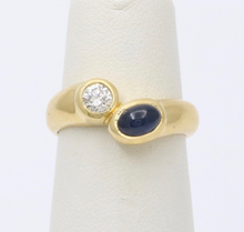 Load image into Gallery viewer, Vintage 18K Yellow Gold Diamond and Sapphire Bypass Ring
