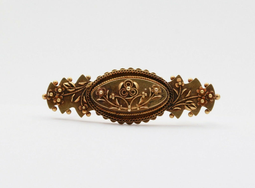 Antique 10K Yellow Gold Floral Brooch Pin