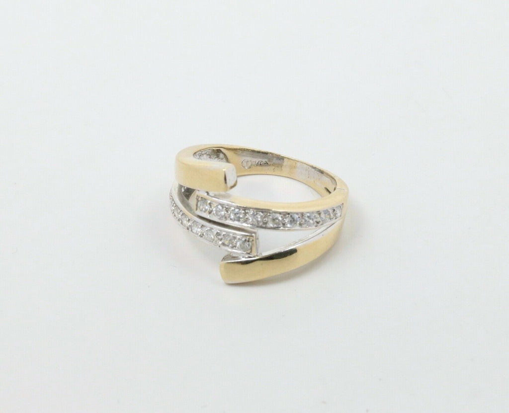 Vintage Ladies Diamonds 14K Yellow Gold Bypass Ring