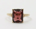 Vintage 10K Yellow Gold Rubellite Tourmaline Ring, Cocktail Ring.