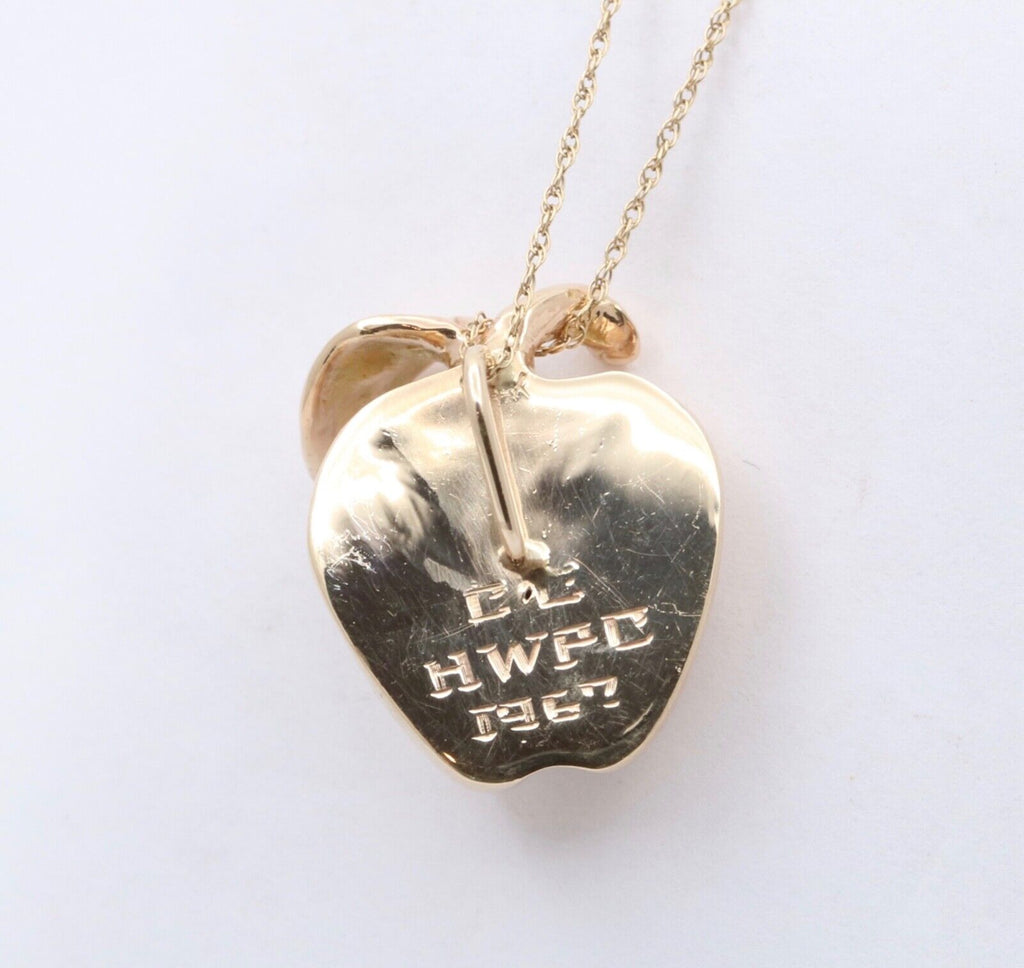 Vintage 14K Yellow Gold Big Apple Charm Pendant