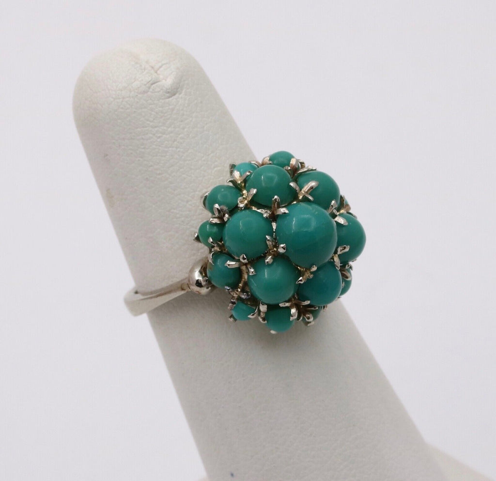 Vintage 18K Gold Dome Cluster Turquoise Ring