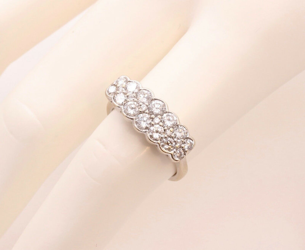 Vintage Ladies Diamonds 18K White Gold Wedding Band Ring