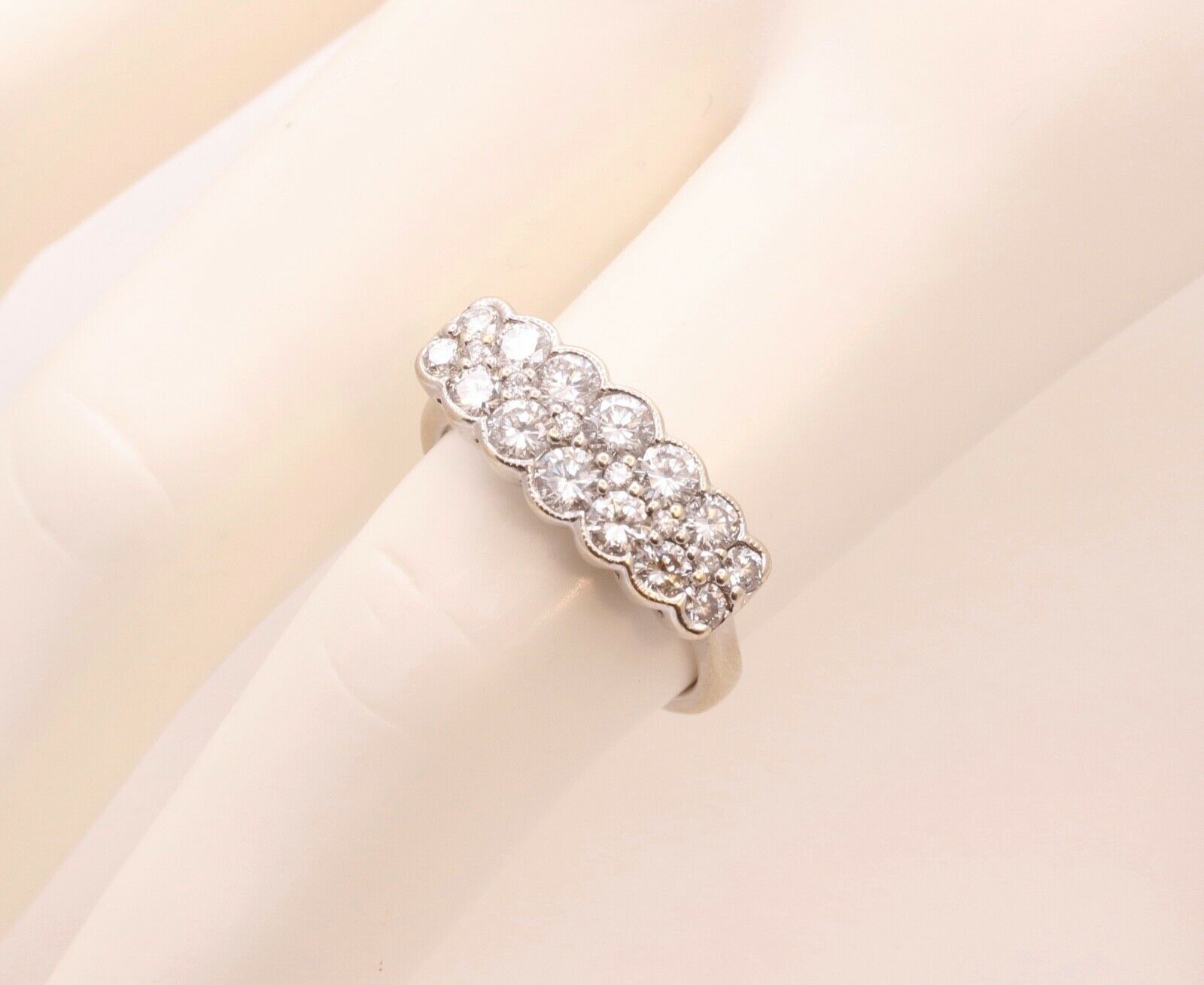 Vintage Ladies Diamonds 18K White Gold Wedding Band Ring