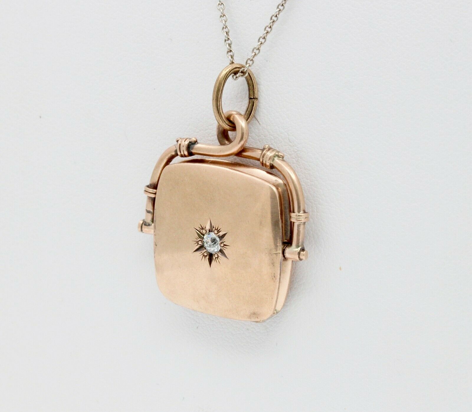 Victorian 14K Yellow Gold Purse Diamond Opening Pendant