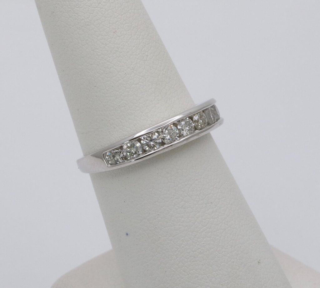 Classic 14K White Gold Diamond Half Eternity Band.