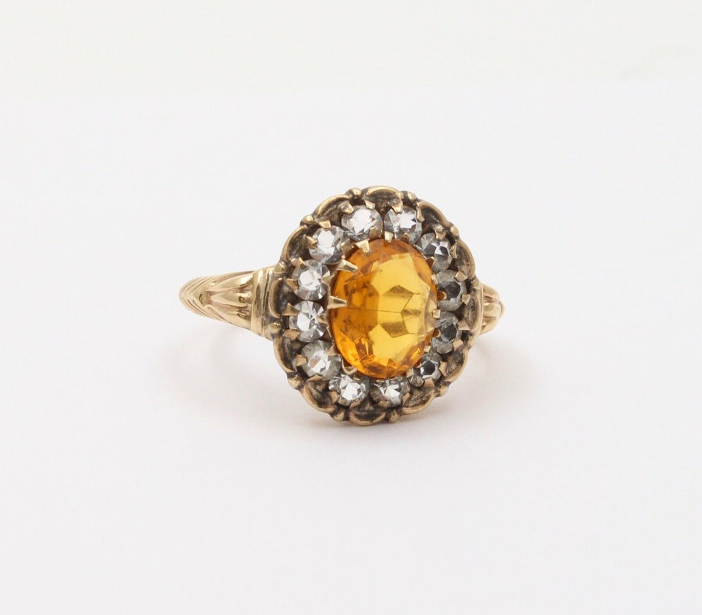 Victorian Citrine and Paste 14K Yellow Gold Ring