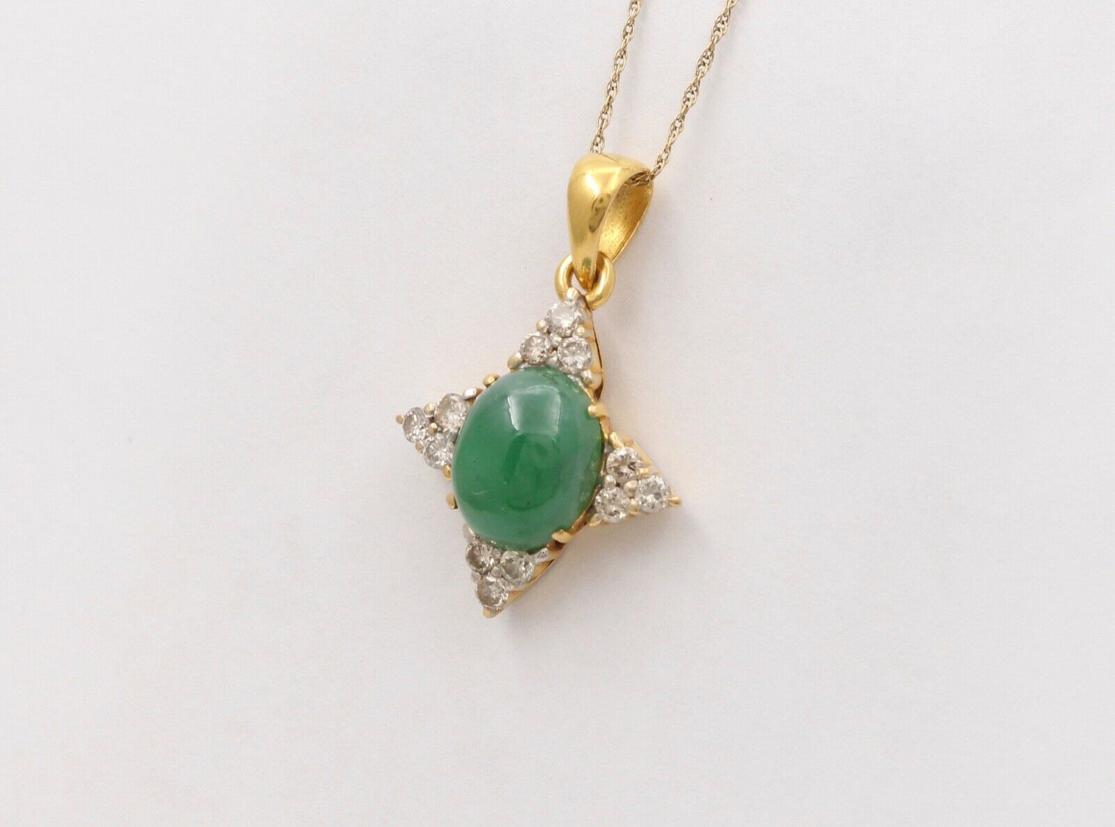 Vintage North Star Jade Diamonds 18K Yellow White Gold Pendant